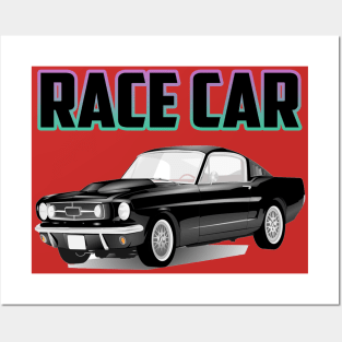 vintage race car black vintage collection Posters and Art